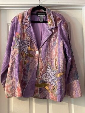 Lavender Patchwork Floral Blazer